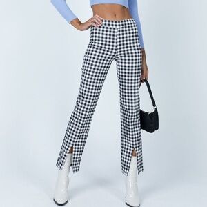 Princess Polly Shayla Gingham Pants Black and White Size 4 Checker Plaid